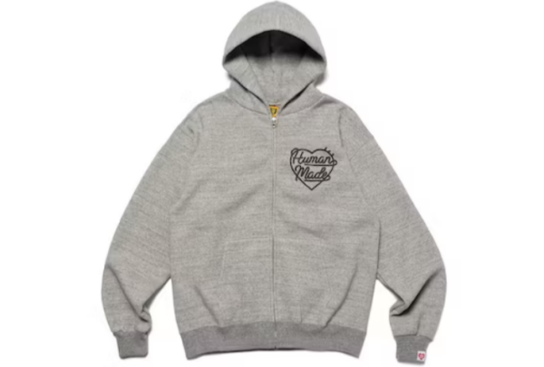 Human Made Heart Zip-Up Sweat Hoodie (FW22) Grey